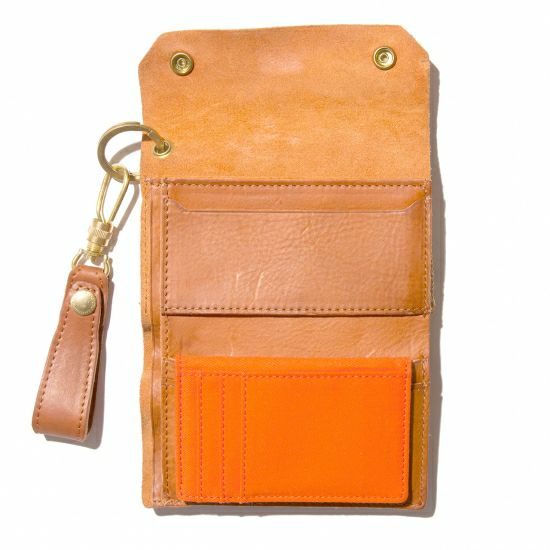 OILED SHRINK LEATHER SHORT WALLET/BEIGE