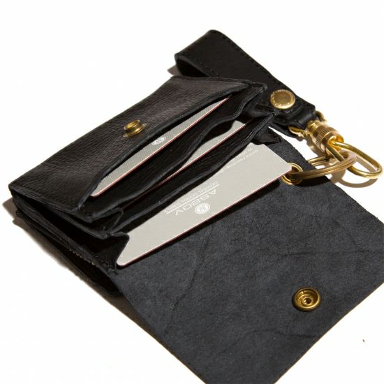 OILED SHRINK LEATHER CARD CASE/BLACK