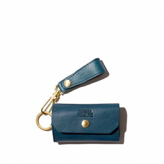 OILED SHRINK LEATHER KEY CASE/ NAVY - 101404-75
