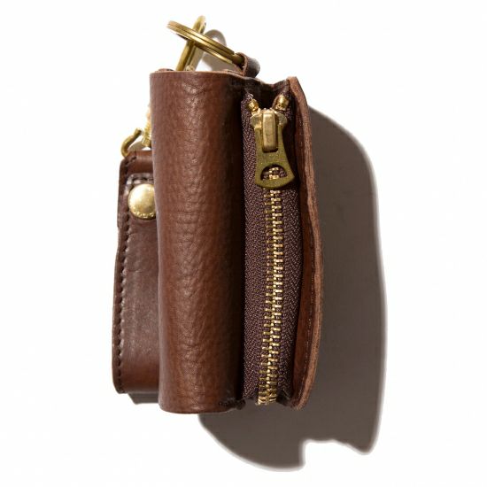 OILED SHRINK LEATHER KEY CASE/ CHOCO