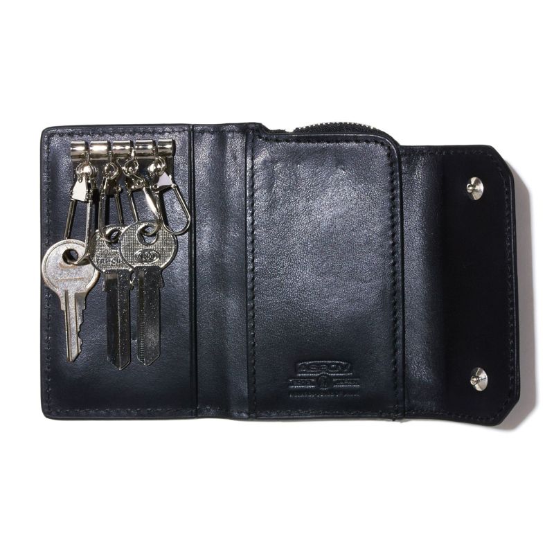 LEATHER MOBILE WALLET KEY CASE/NAVY