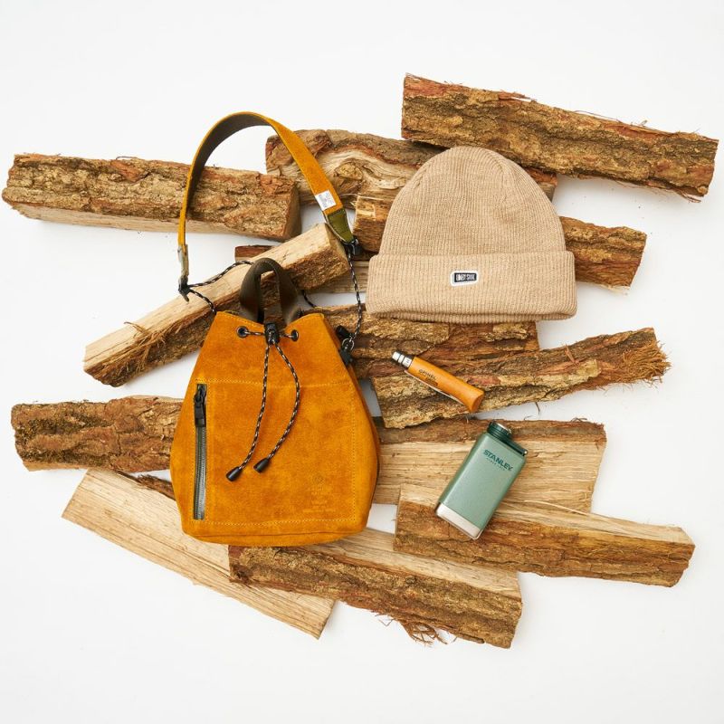 WATER PROOF SUEDE DRAWSTRING BAG/KHAKI