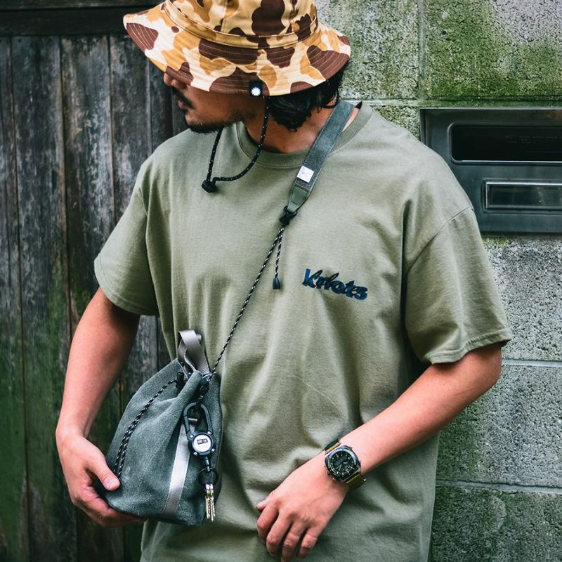 WATER PROOF SUEDE DRAWSTRING BAG/KHAKI