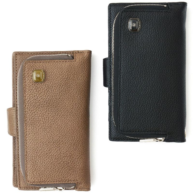 SHRINK LEATHER MOBILE MULTI CASE sizeL/BROWN