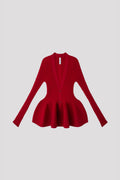 POTTERY CARDIGAN - MAROON RED