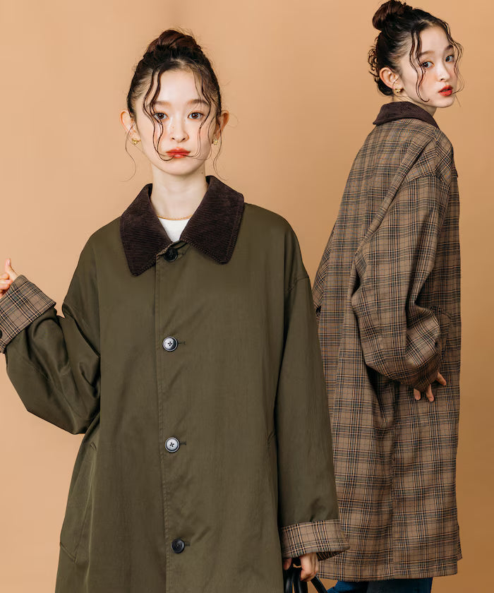 Big Silhouette Corduroy Color Reversible Sten Color Coat [Limited Release] - Olive