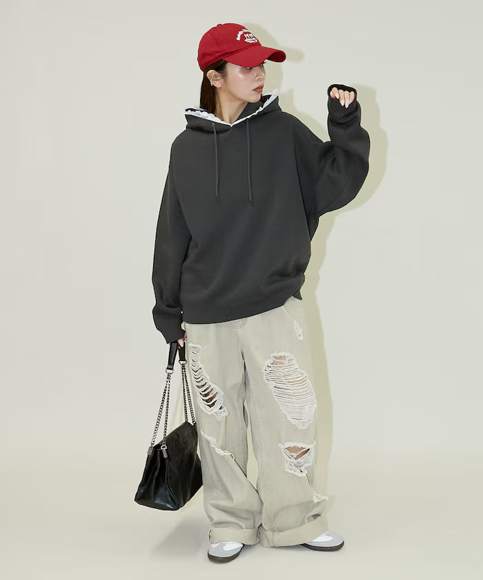 Hoodie with lace and brushed lining - Limited Release