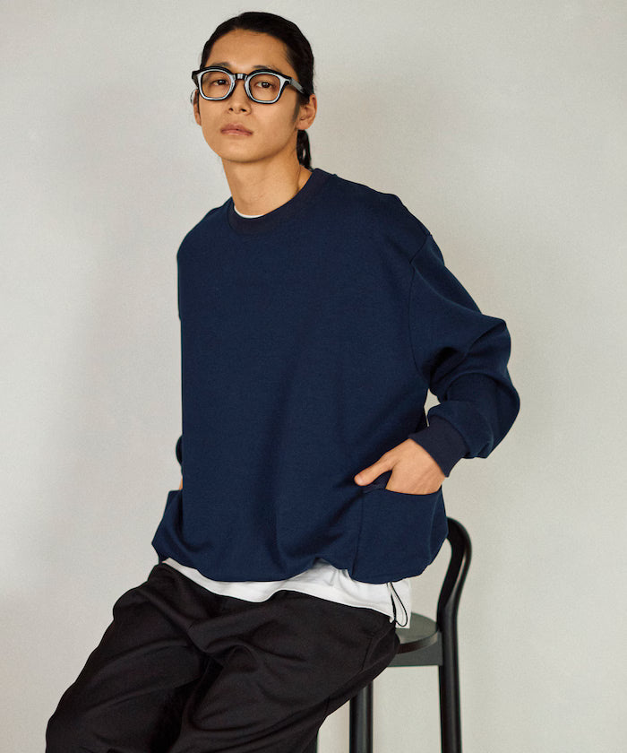<New Color Added> Side Pocket Spindle Cardboard Crew Neck Sweatshirt