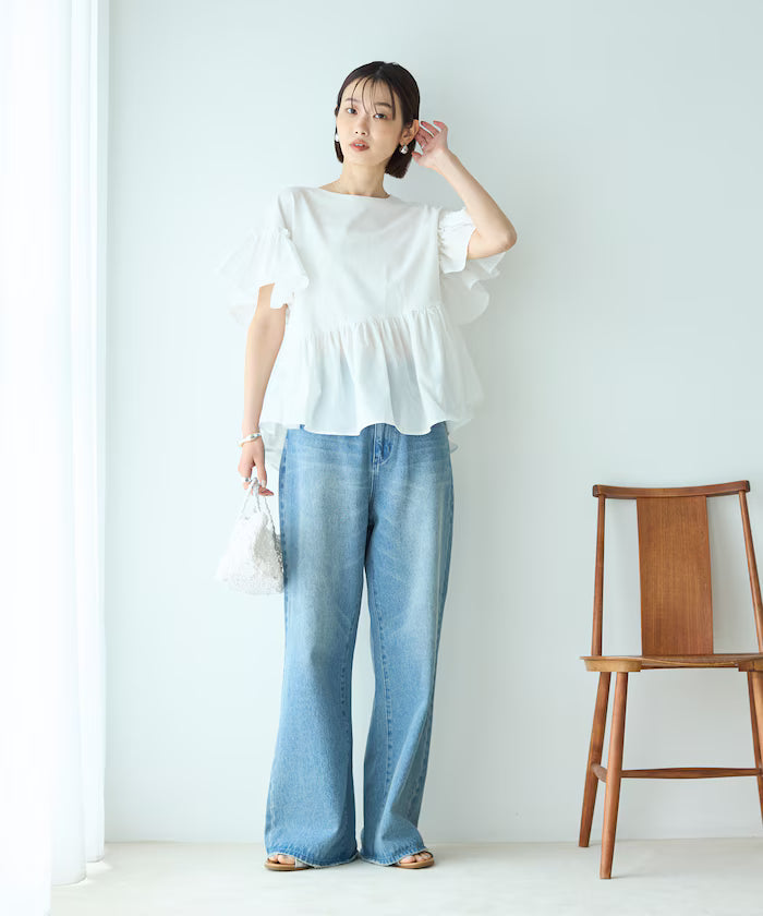 Organic Cotton Frill Sleeve T-shirt