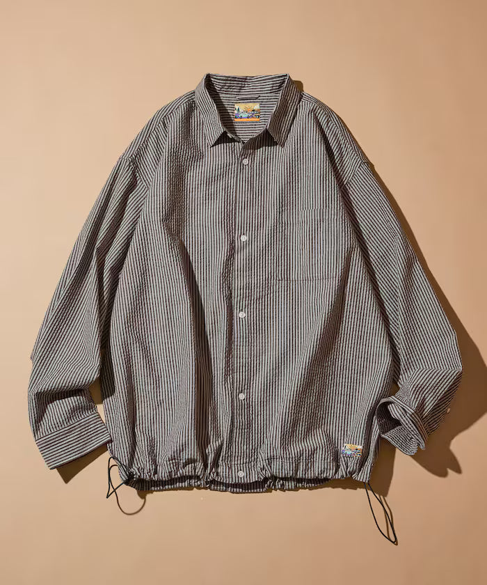 FREAK'S STORE for BEACH & FES Seersucker Spindle Regular Collar Long Sleeve Shirt