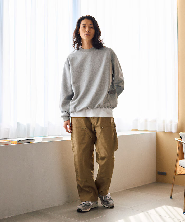 <New Color Added> Side Pocket Spindle Cardboard Crew Neck Sweatshirt
