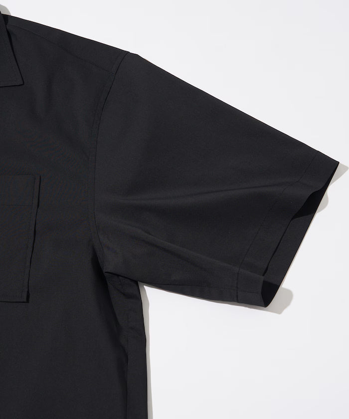 Ramie Blend Oversize Short Sleeve Open Collar Shirt / Easy Care Shirt / Linen Blend Short Sleeve Shirt