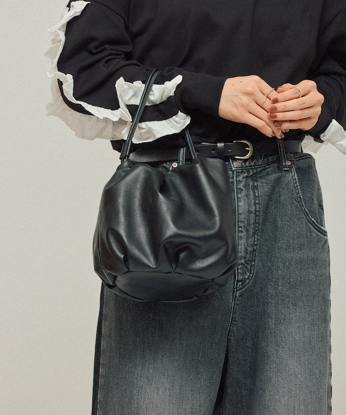 Leather 3WAY Kinchaku Bag / Cowhide / Water-resistant Leather