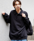 Relaxed Fit Spindle Polo Collar Sweat / Hem Code [Limited Edition] - Black