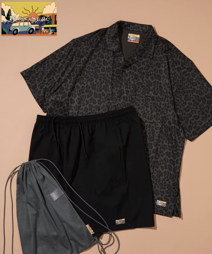 FREAK'S STORE for BEACH & FES Summer Active Setup with Drawstring Bag - Black Leopard