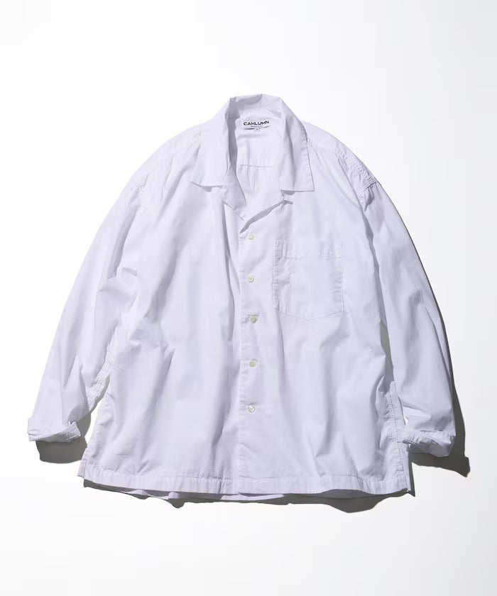 Magazine Pocket Broadcloth Open Collar Shirt