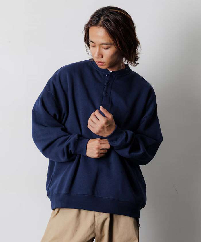 Big Silhouette Henley Neck Sweat Pullover [Limited Edition]