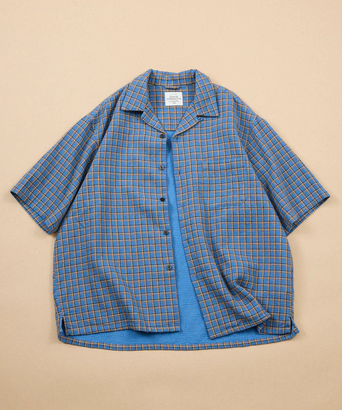 AUSTRALIAN COTTON Open Collar Check Shirt Short Sleeve