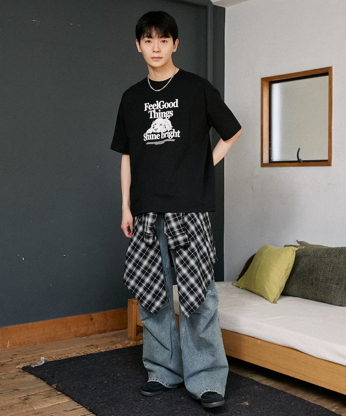 <Functional Material> Shime Bright Dog Print T-shirt Limited Edition