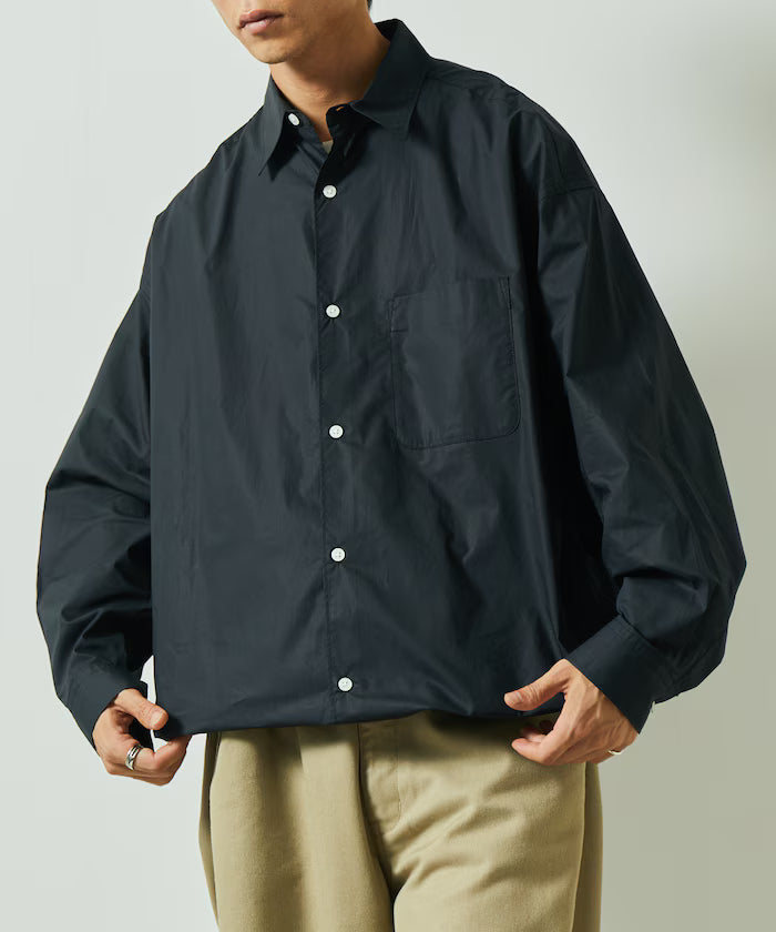 Wide Silhouette Spindle Regular Color Shirt / Hem Code 【Limited Edition】 - Black
