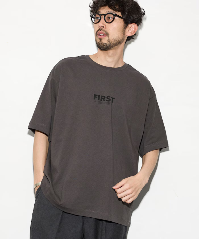 6 Ounce Front Logo Print Crew Neck T-Shirt / Back Print T-Shirt PRINT FRESH FIRST - Charcoal Gray