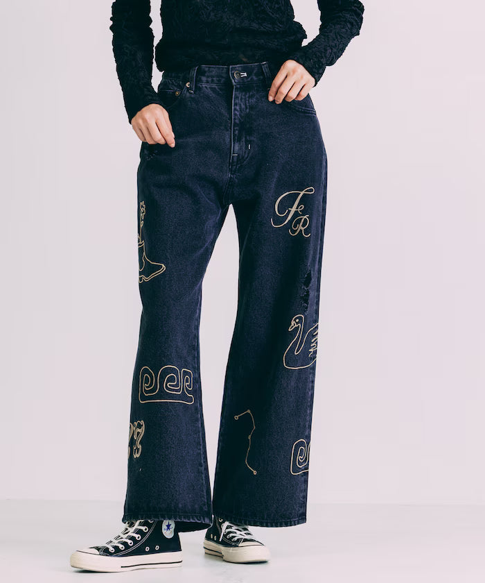 Chain Stitch Wide Denim