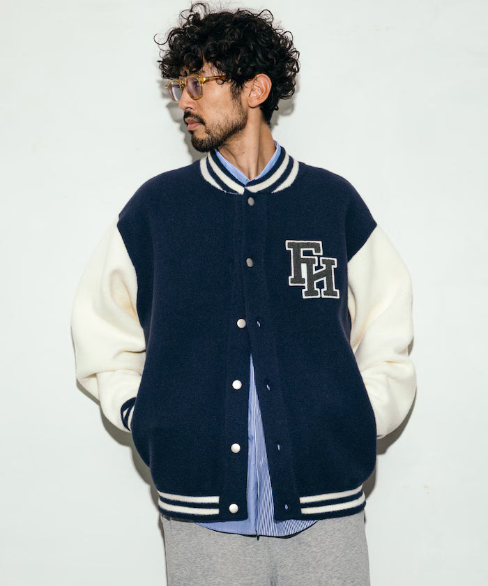 Relaxed Fit Logo Knit Varsity Jacket