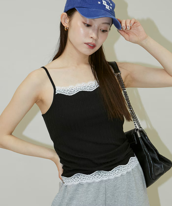 Lace Trimmed Camisole with Cup - Limited Edition - Black