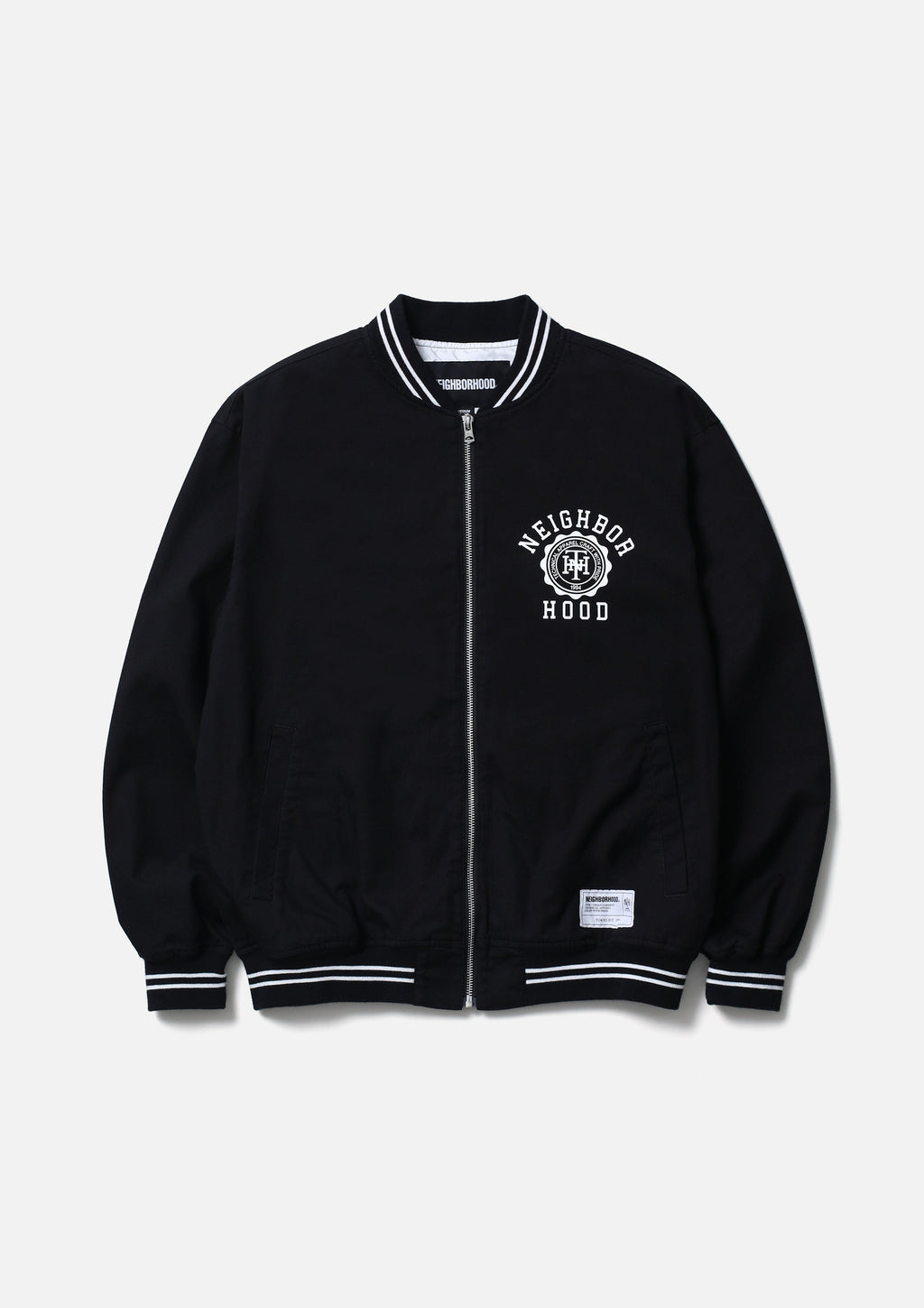 Cotton Zip Award Jacket - BLACK