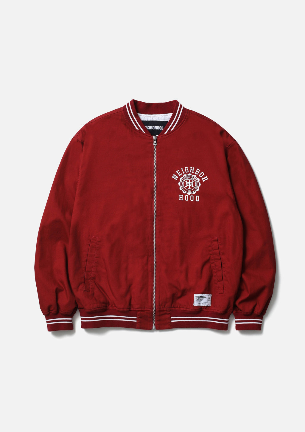 Cotton Zip Award Jacket - BURGUNDY
