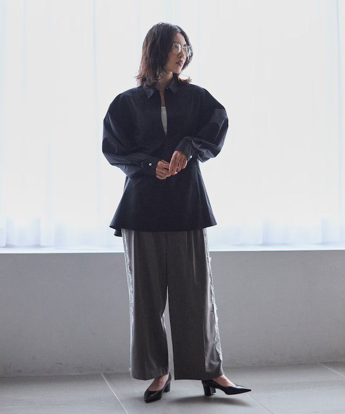 Flare Silhouette Skipper Balloon Sleeve Shirt