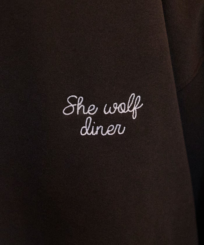 SHE WOLF DINER×FREAK'S STORE/She Wolf Diner Exclusive Big Silhouette Back Embroidered Crewneck Sweatshirt/WOLF [Limited Edition]