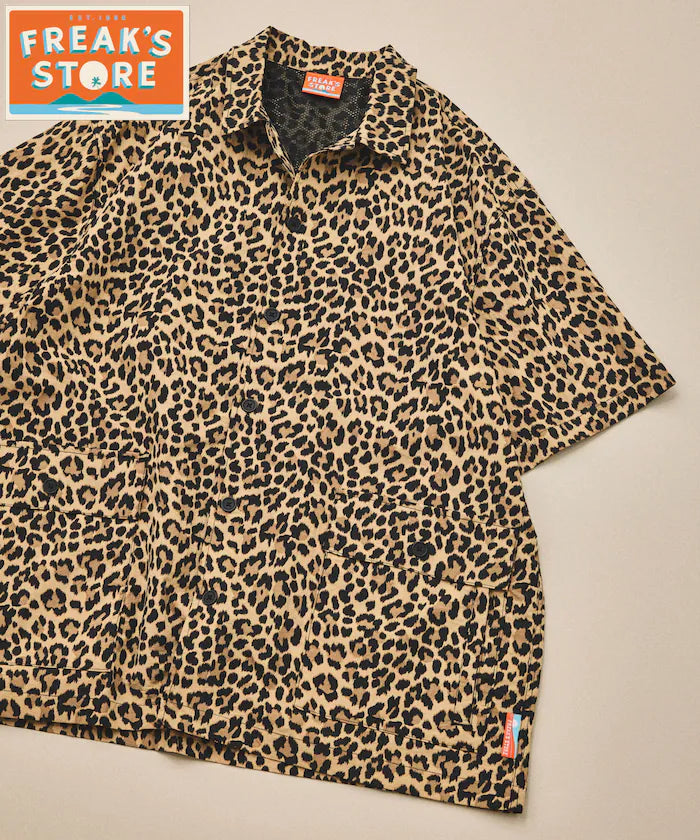 FREAK'S STORE for BEACH & FES Recycled Nylon Short Sleeve Shirt - Leopard