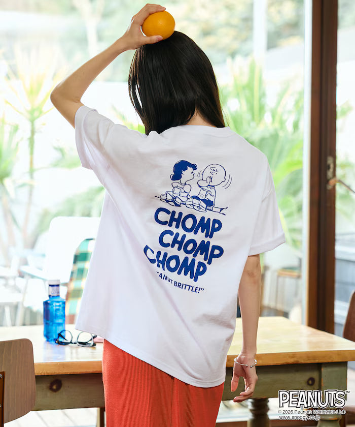 PEANUTS/Peanuts Limited Edition Big Silhouette Back Print Crew Neck T-Shirt/CHOMP 【Limited Edition】 - White
