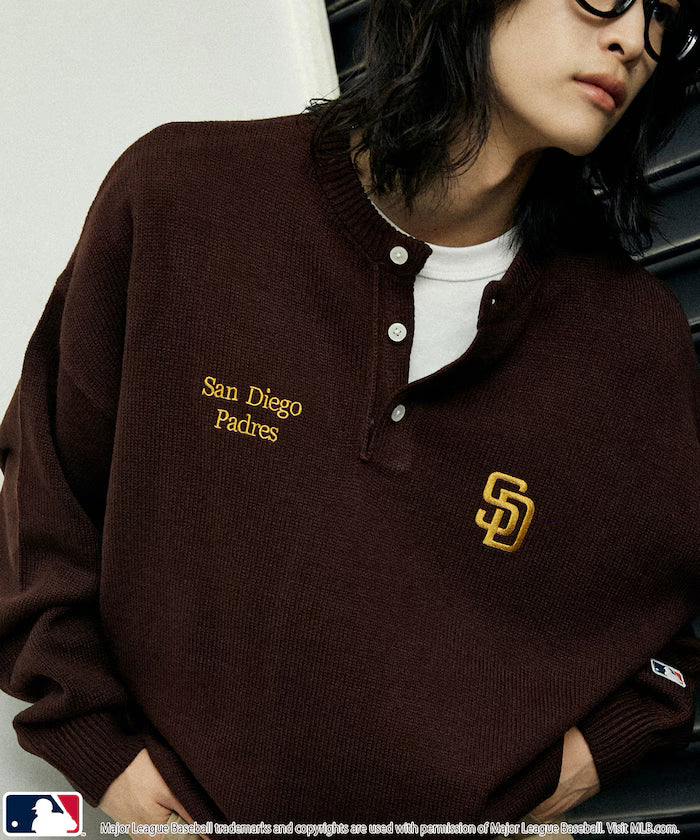 Special Order HENRY NECK KNIT TOPS - Brown