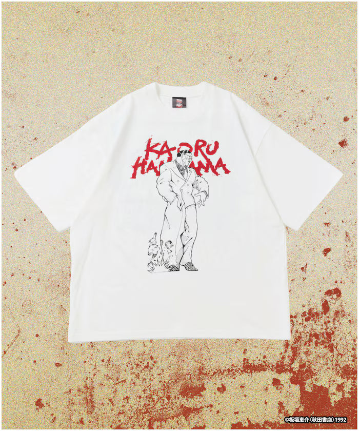 [June 12 12:00 Start of Sales] Baki 'Kaoru Hanayama/Yakuza Stand' Print Crew Neck T-shirt - White