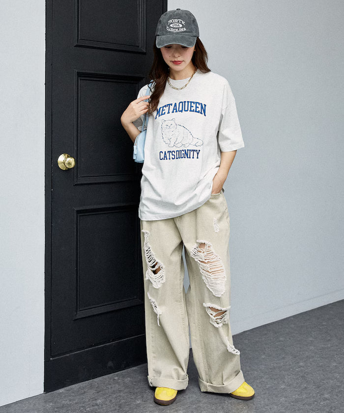 <Functional Material> METAQUEEN Cat Print T-Shirt Limited Edition