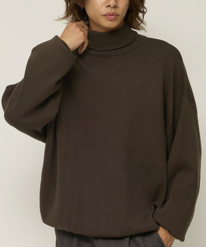 Relax Fit Sweat-Like Turtleneck Knit 【Limited Edition】 - Brown