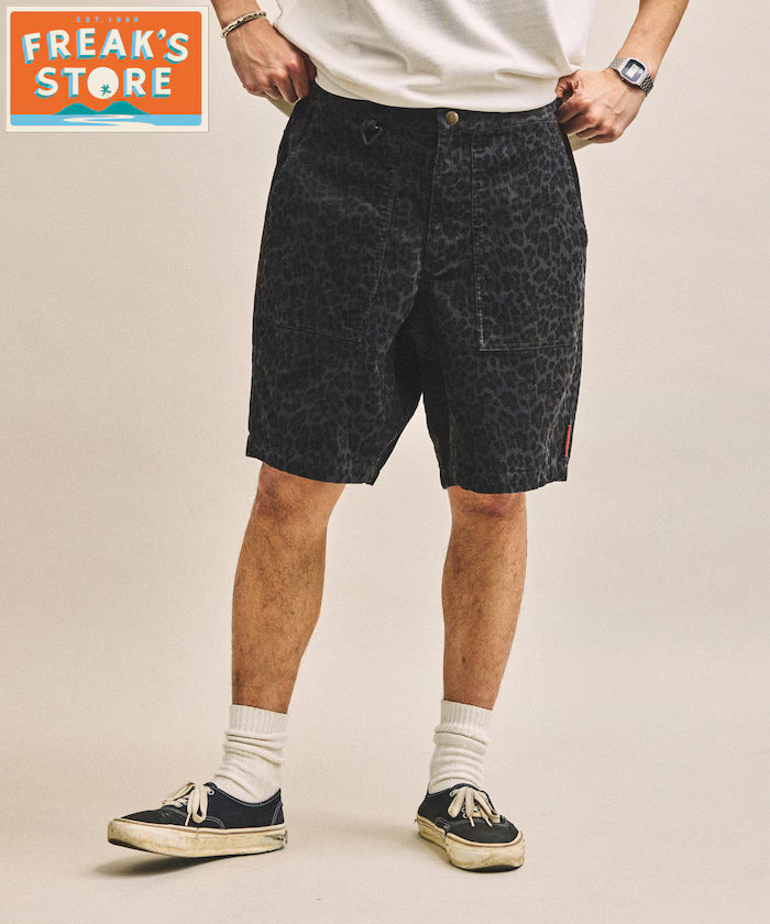 FREAK'S STORE for BEACH & FES Summer Corduroy Easy Shorts - Black Leopard