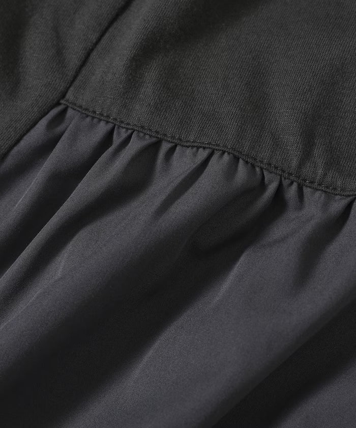 Organic Cotton Mixed Material Docking Gathered Dress