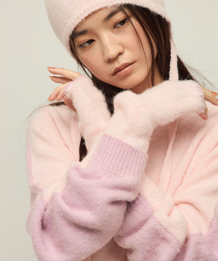 Alpaca Blend Bicolor Knit Gloves