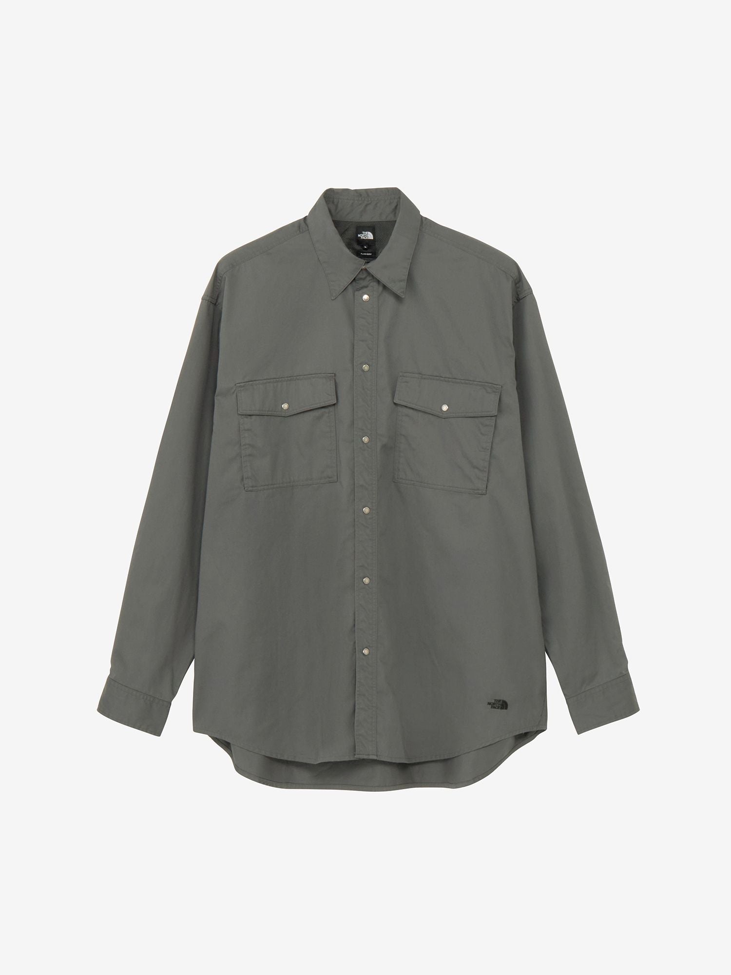 Long Sleeve Box Steady Chino Shirt (Unisex) - Asphalt Gray