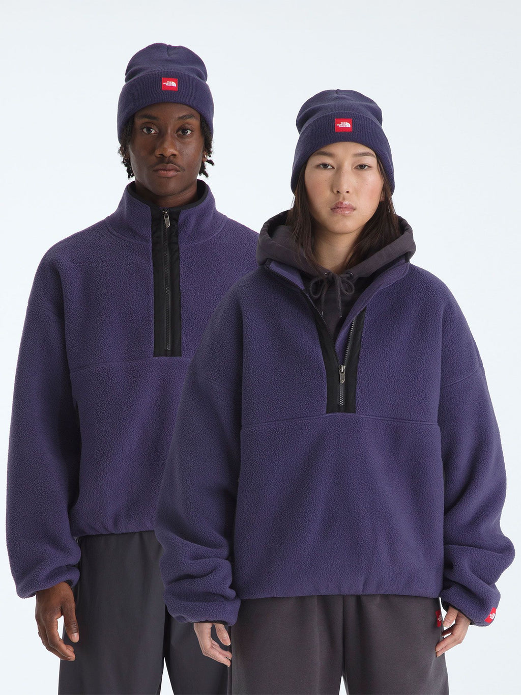 Red Box 1/2 Zip Fleece (Unisex) - Eternal Purple
