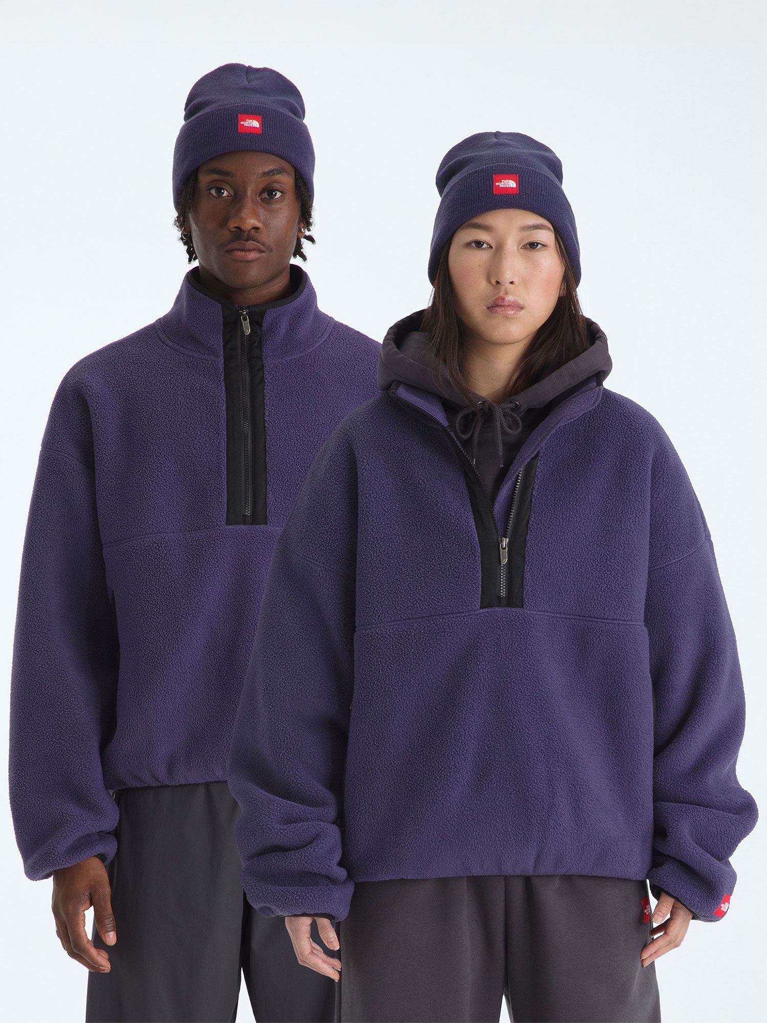 Red Box 1/2 Zip Fleece (Unisex) - Eternal Purple