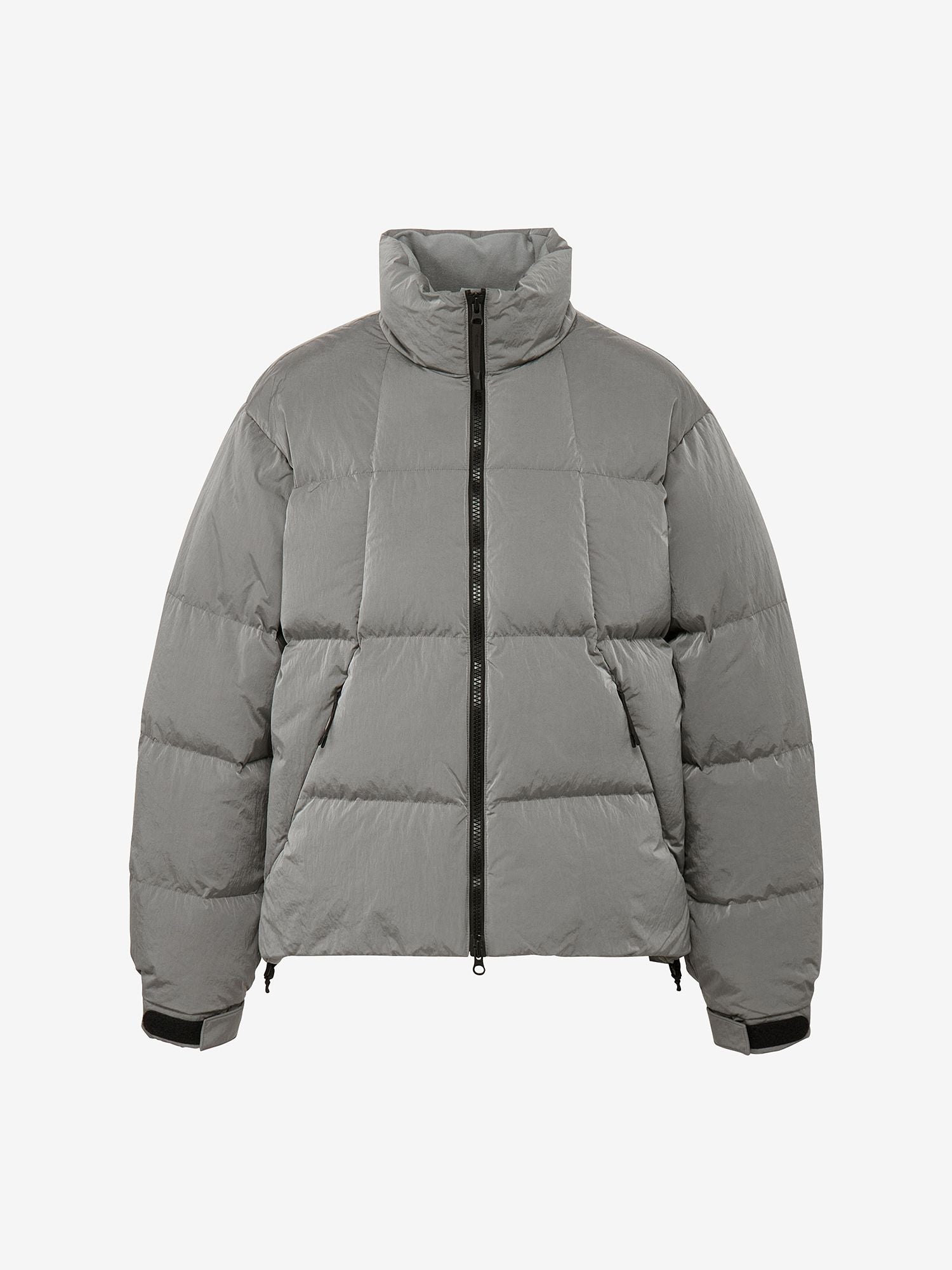 Dope Dyed Ripple Nylon Down Jacket (Unisex) - Metallic Gray