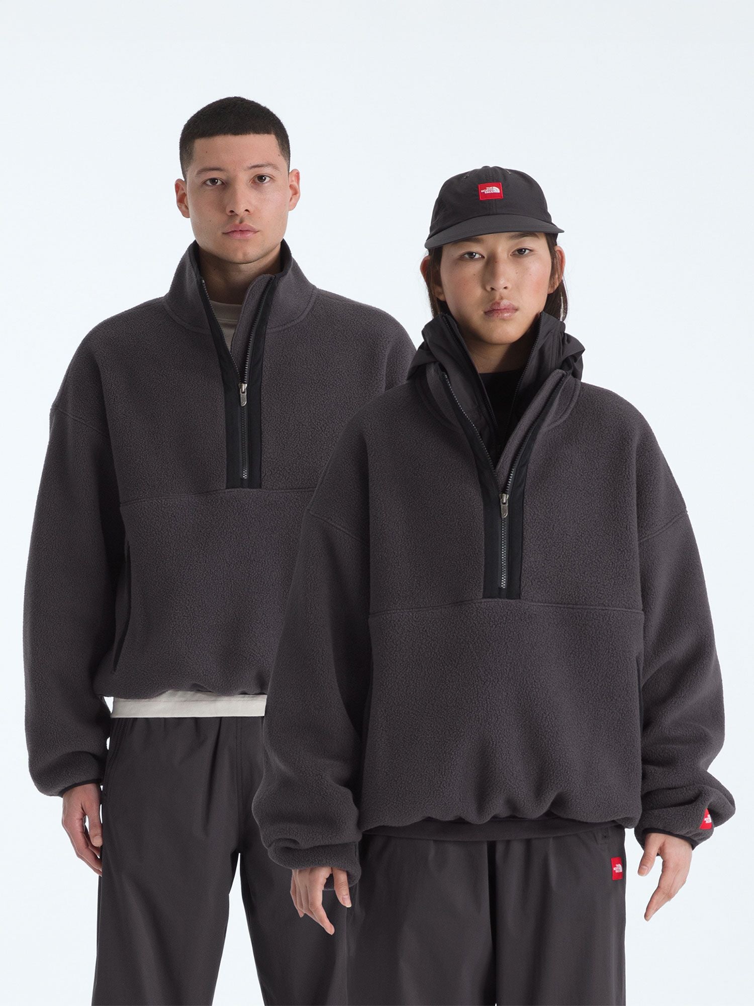 Red Box 1/2 Zip Fleece (Unisex) - Obsidian