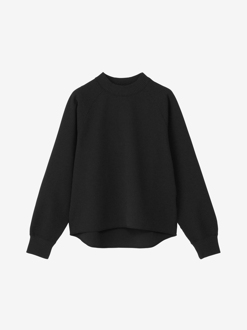 Waffle Light Mock Neck Long Sleeve T-shirt (Women's) - Black