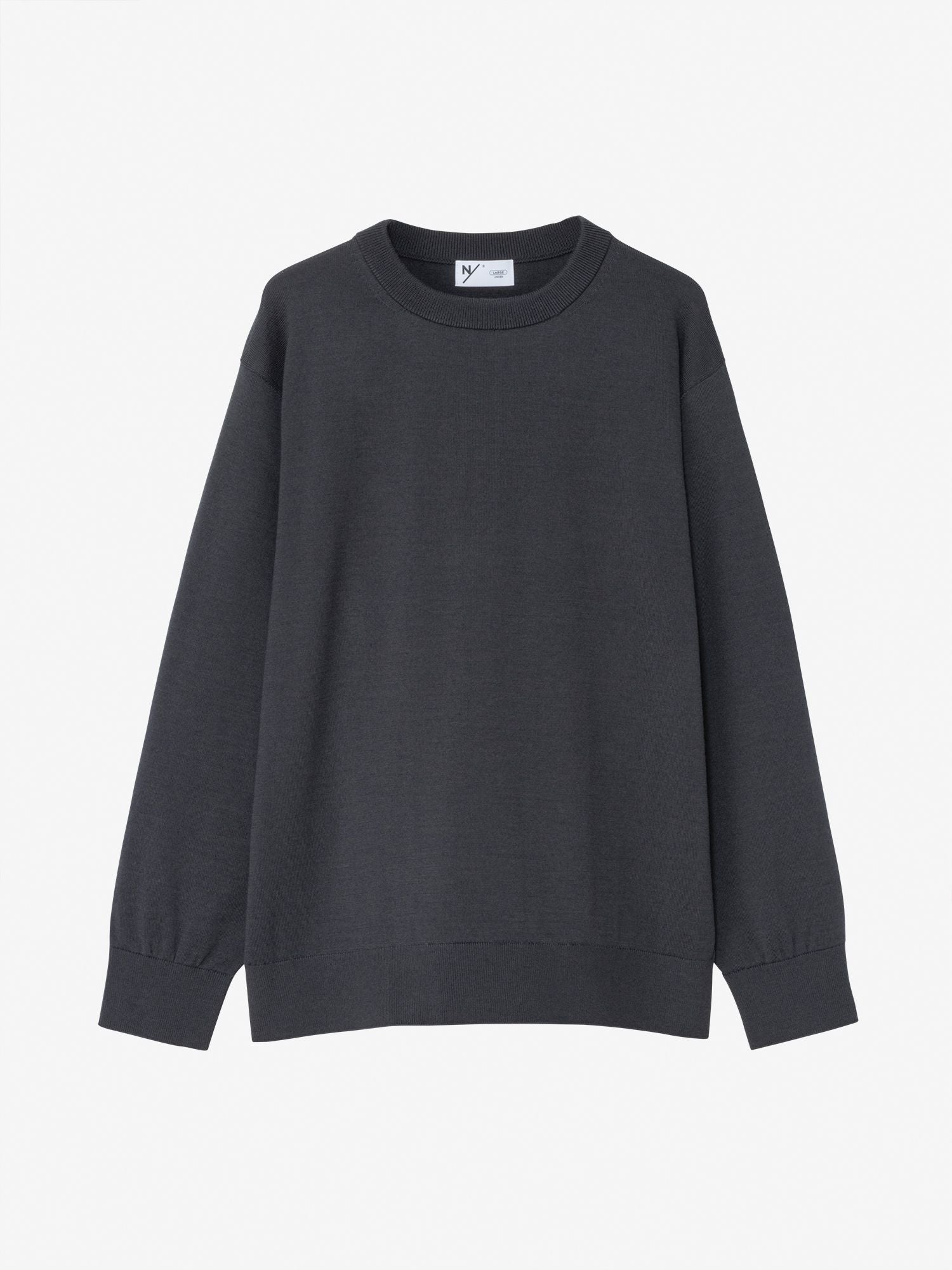 Wool Knit Long Sleeve Crew (Unisex) - Charcoal