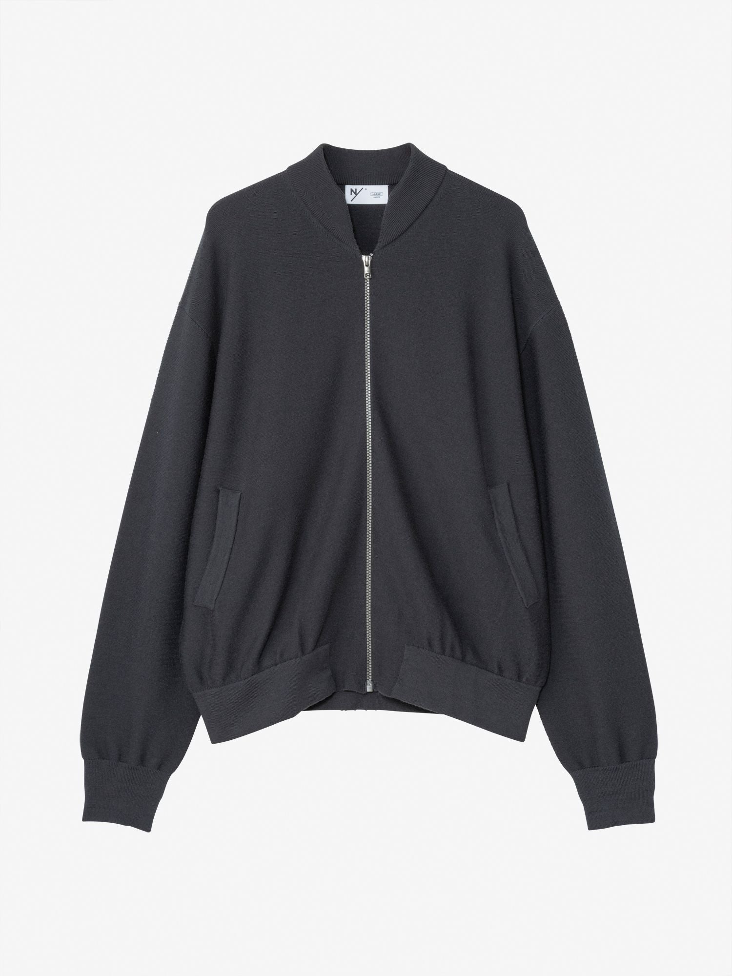 Wool Knit Flat Zip Jacket (Unisex) - Charcoal