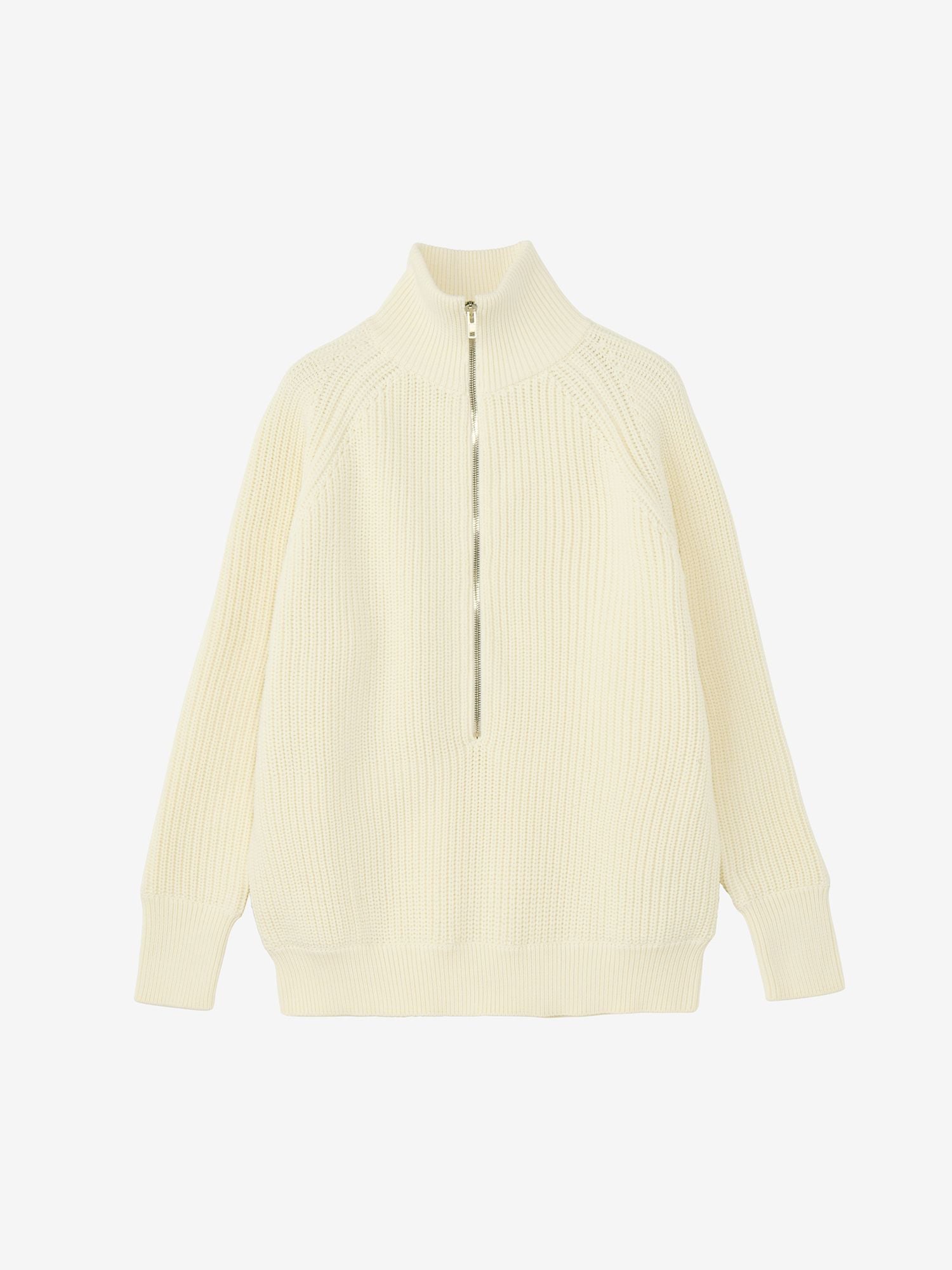 Karaminza/ Low Gauge Half Zip (Unisex) - Off White